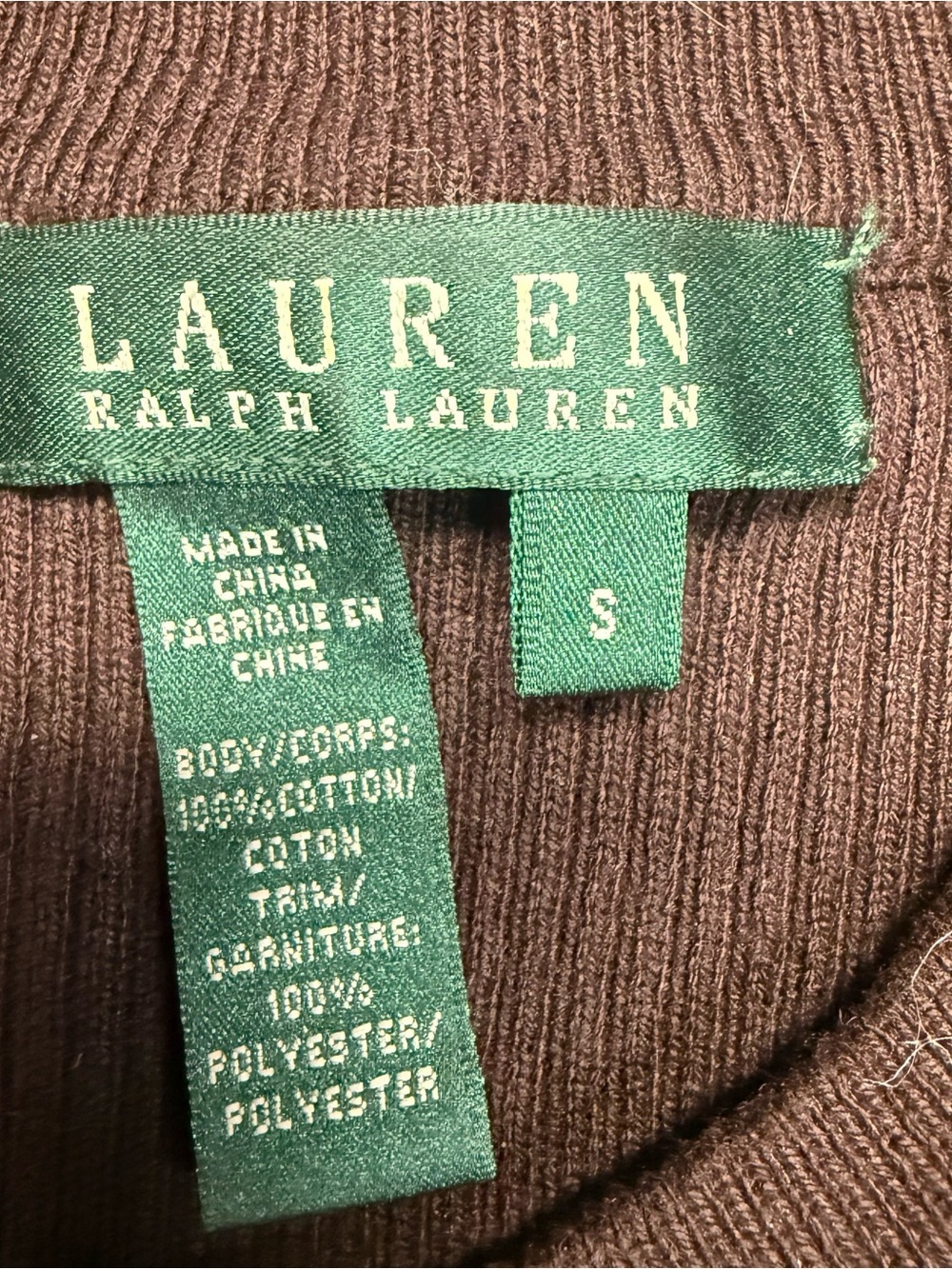 Ralph Lauren Brown Crewneck Sweater with Tan Elbow Patches - Picture 2 of 7